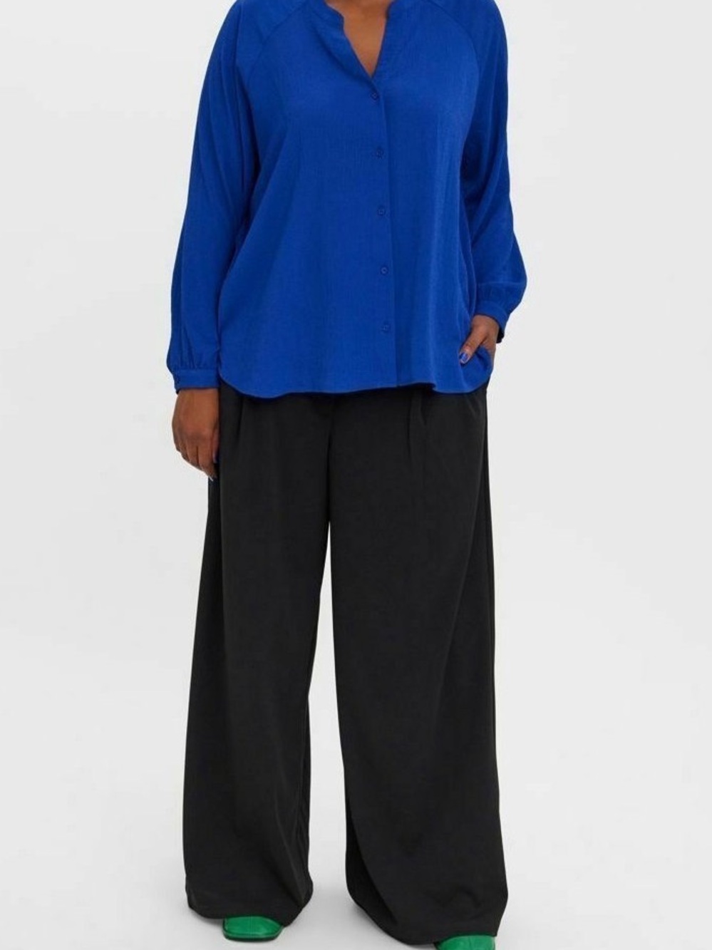 Vero Moda VMevi Aya Long Sleeve Blouse New With Tag 18 Sodalite Blue Womens Curv